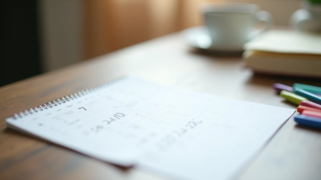Dagplanning schema met pomodoro blokken ingedeeld, kleurgecodeerde timeboxing kalender weergegeven