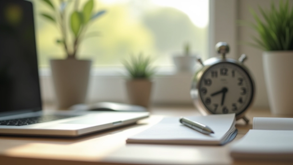 Horloge met pomodoro timer ingesteld op 25 minuten, bureau instellingen voor timeboxing sessie